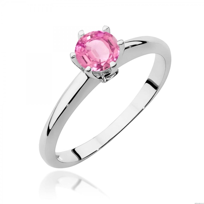 Pierścionek W557 Różowy Topaz 0,60ct białe złoto 375