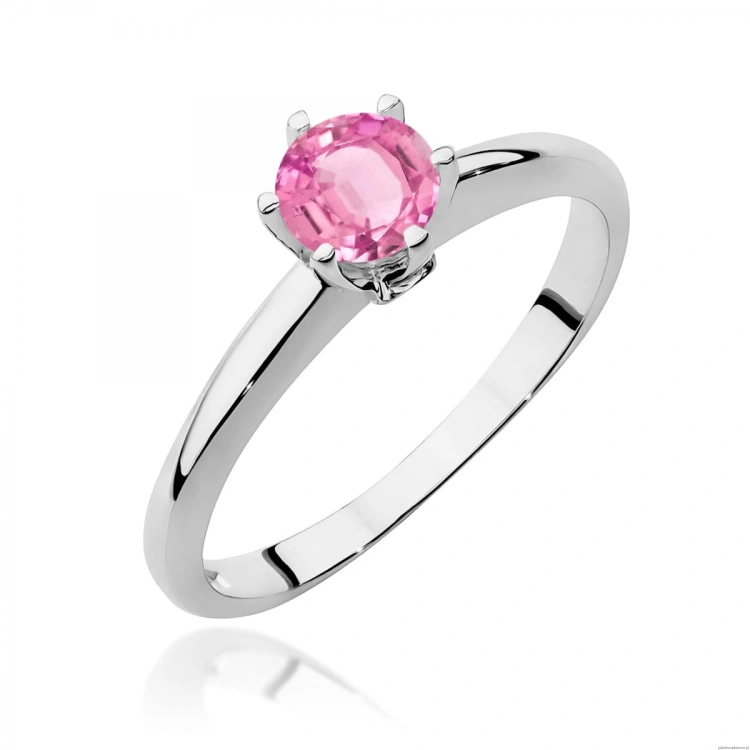 Pierścionek W557 Różowy Topaz 0,60ct białe złoto 375