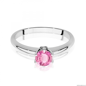 Pierścionek W557 Różowy Topaz 0,60ct białe złoto 375