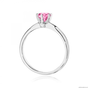 Pierścionek W557 Różowy Topaz 0,60ct białe złoto 375