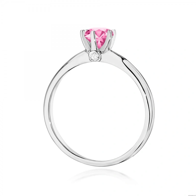 Pierścionek W557 Różowy Topaz 0,60ct białe złoto 375