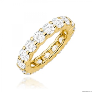 Pierścionek W0516 z diamentami żółte złoto 375