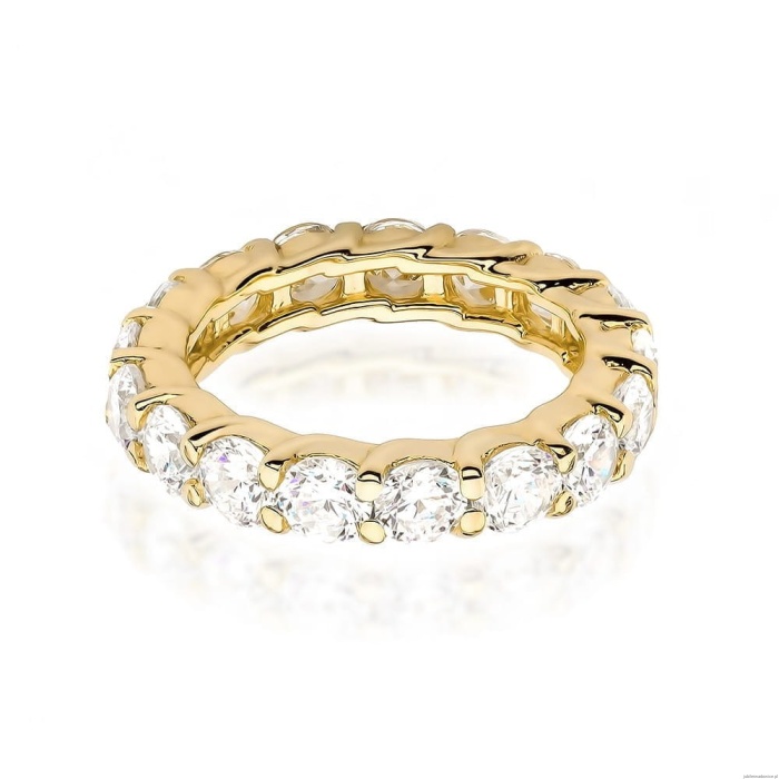 Pierścionek W0516 z diamentami żółte złoto 375