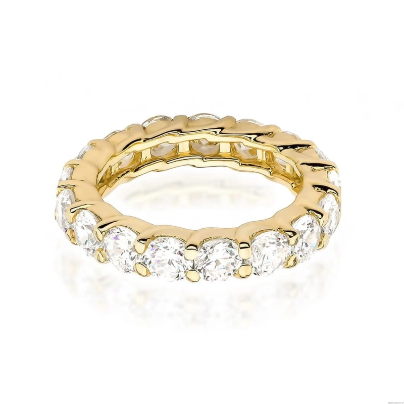 Pierścionek W0516 z diamentami żółte złoto 375