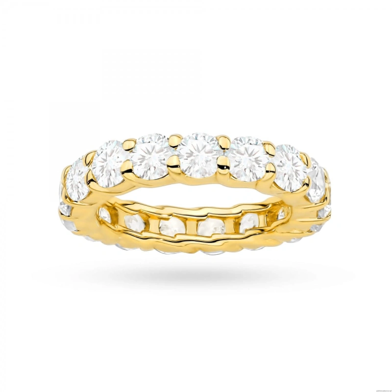 Pierścionek W0516 z diamentami żółte złoto 375