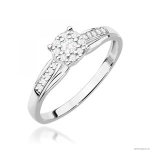 Pierścionek W0564 z diamentami białe złoto 375