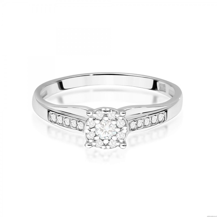 Pierścionek W0564 z diamentami białe złoto 375