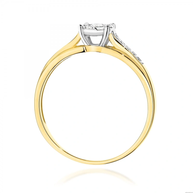 Pierścionek W0564 z diamentami żółte złoto 375