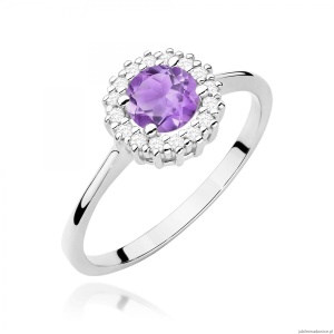 Pierścionek W0572 Ametyst 0,50ct białe złoto 375