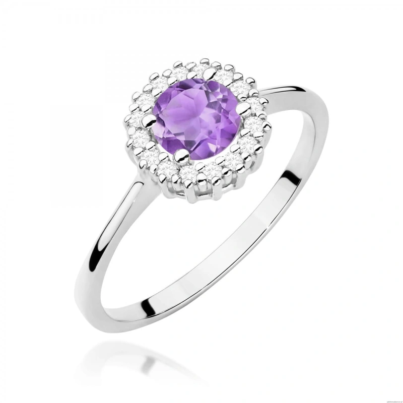 Pierścionek W0572 Ametyst 0,50ct białe złoto 375