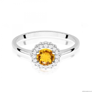 Pierścionek W0572 Cytryn 0,50ct białe złoto 375