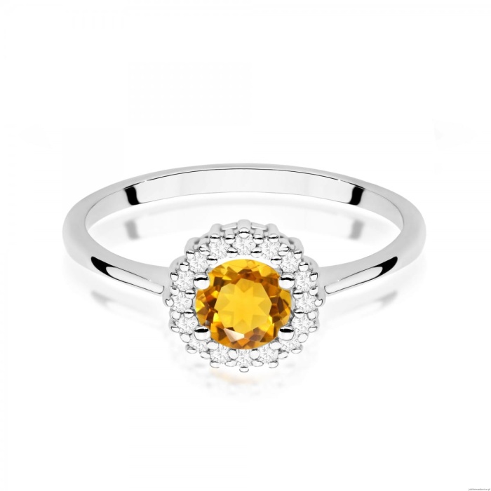 Pierścionek W0572 Cytryn 0,50ct białe złoto 375