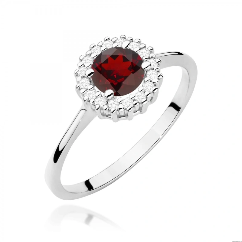 Pierścionek W0572 Granat 0,60ct białe złoto 375