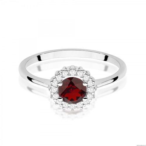 Pierścionek W0572 Granat 0,60ct białe złoto 375