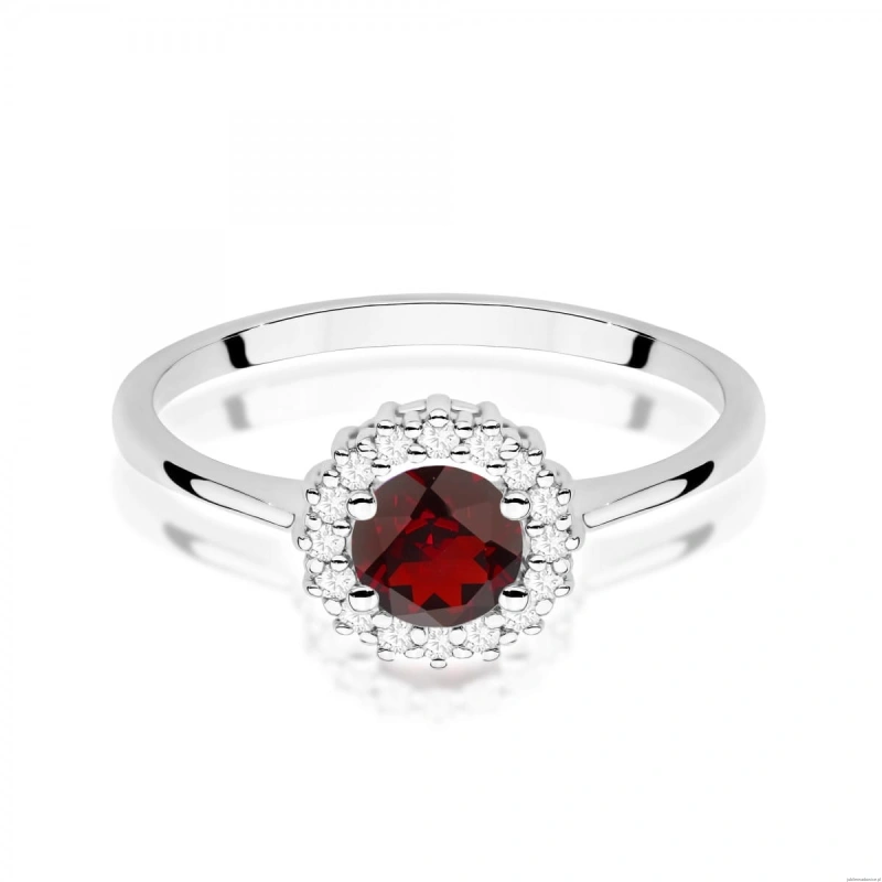 Pierścionek W0572 Granat 0,60ct białe złoto 375