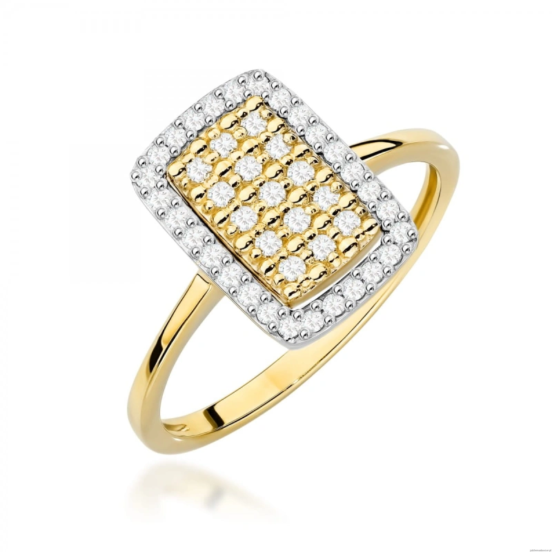 Pierścionek W0573 z diamentami żółte złoto 375
