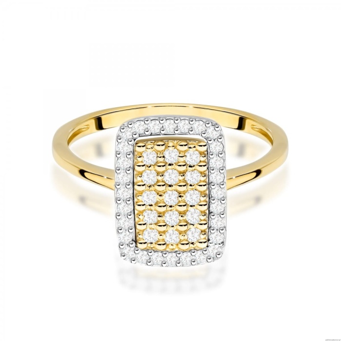 Pierścionek W0573 z diamentami żółte złoto 375