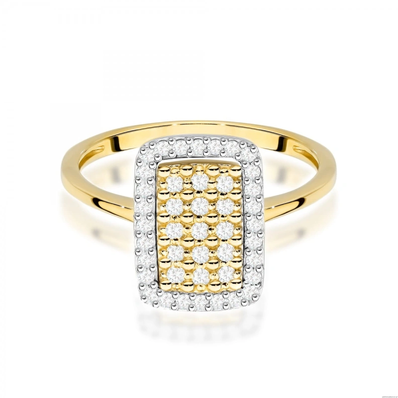 Pierścionek W0573 z diamentami żółte złoto 375