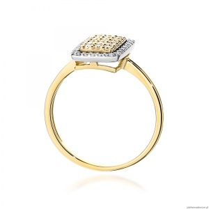 Pierścionek W0573 z diamentami żółte złoto 375