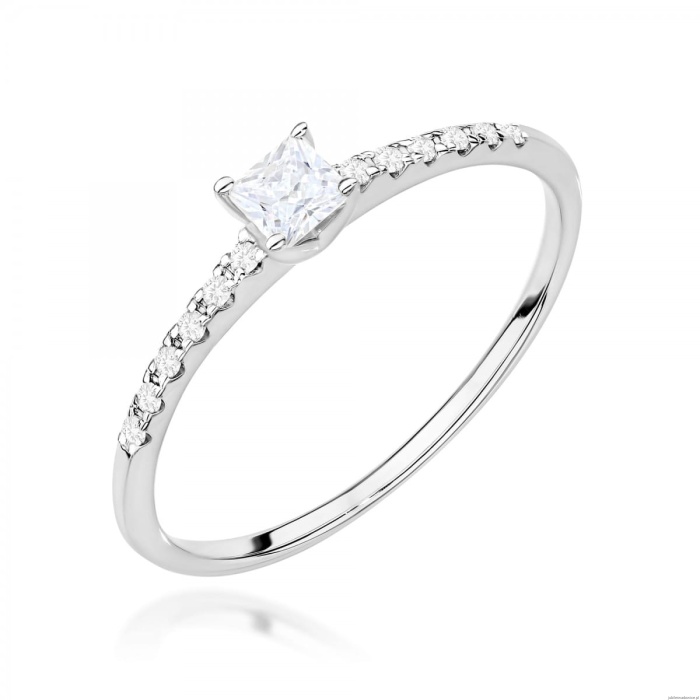 Pierścionek W0588 Diament 0,15ct białe złoto 375