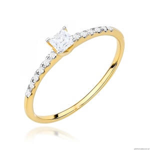 Pierścionek W0588 Diament 0,15ct żółte złoto 375