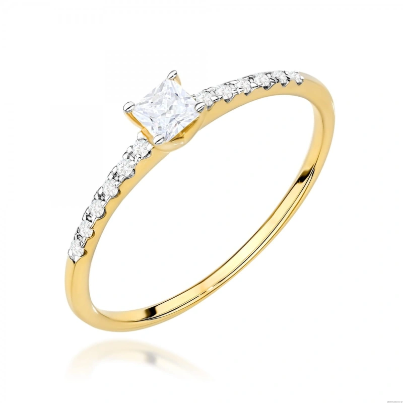 Pierścionek W0588 Diament 0,15ct żółte złoto 375