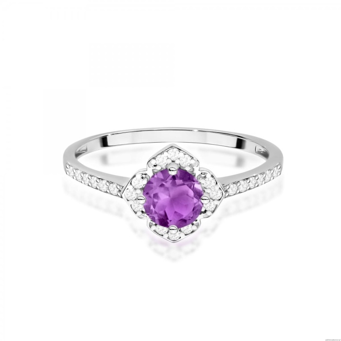 Pierścionek W0603 Ametyst 0,50ct białe złoto 375