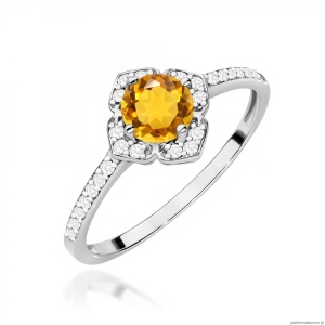 Pierścionek W0603 Cytryn 0,50ct białe złoto 375