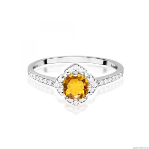 Pierścionek W0603 Cytryn 0,50ct białe złoto 375