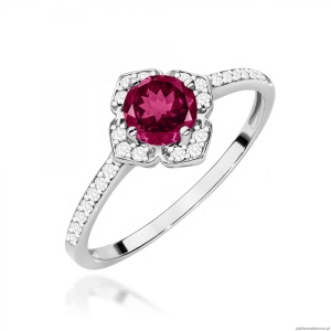 Pierścionek W0603 Rodolit 0,60ct białe złoto 375