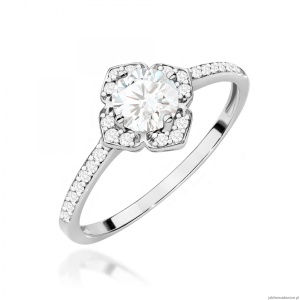 Pierścionek W0603 Białym Szafir 0,60ct białe złoto 375