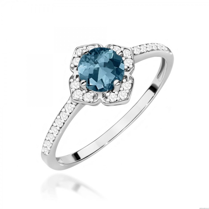 Pierścionek W0603 Topaz London Blue 0,50ct białe złoto 375
