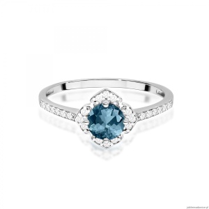 Pierścionek W0603 Topaz London Blue 0,50ct białe złoto 375
