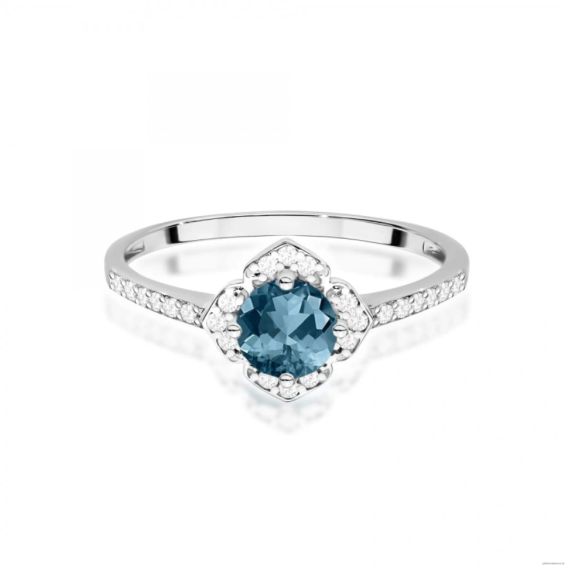 Pierścionek W0603 Topaz London Blue 0,50ct białe złoto 375