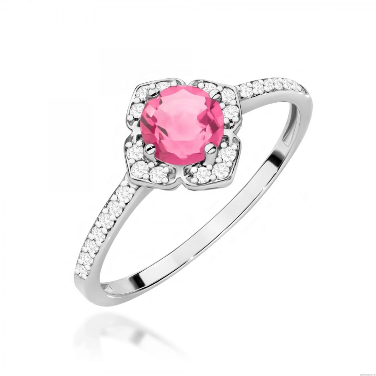 Pierścionek W0603 Różowy Topaz 0,60ct białe złoto 375