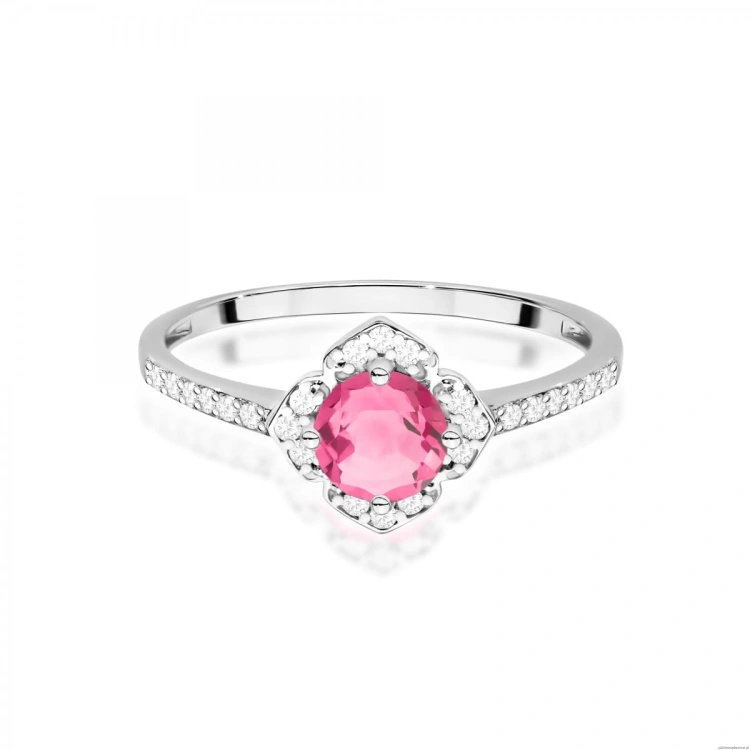 Pierścionek W0603 Różowy Topaz 0,60ct białe złoto 375