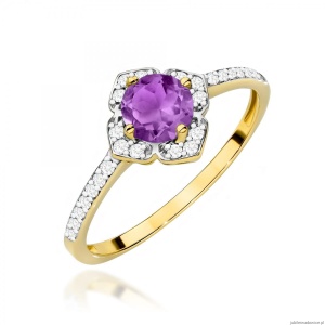 Pierścionek W0603 Ametyst 0,50ct żółte złoto 375