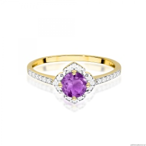Pierścionek W0603 Ametyst 0,50ct żółte złoto 375
