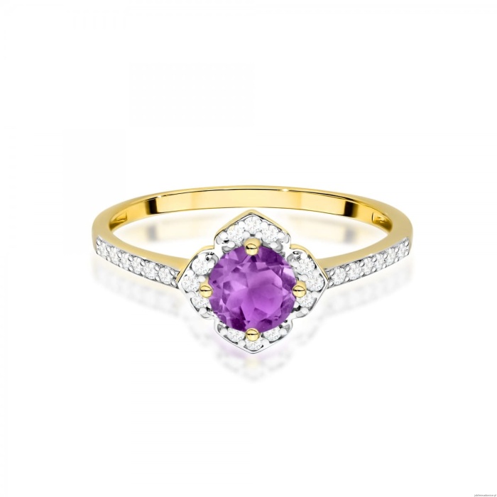Pierścionek W0603 Ametyst 0,50ct żółte złoto 375