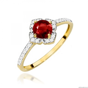 Pierścionek W0603 Granat 0,60ct żółte złoto 375