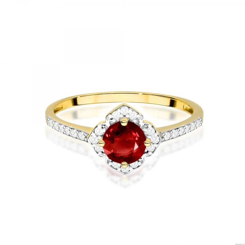 Pierścionek W0603 Granat 0,60ct żółte złoto 375