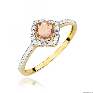 Pierścionek W0603 Morganit 0,40ct żółte złoto 375