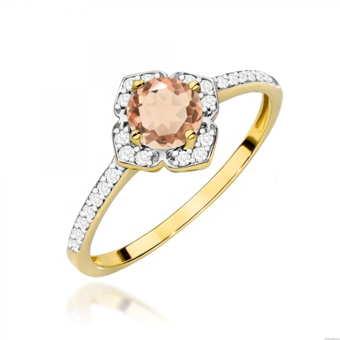 Pierścionek W0603 Morganit 0,40ct żółte złoto 375