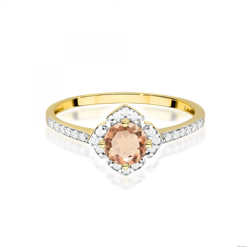 Pierścionek W0603 Morganit 0,40ct żółte złoto 375