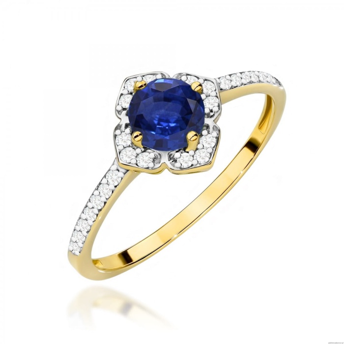 Pierścionek W0603 Szafir 0,50ct żółte złoto 375
