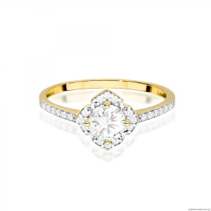 Pierścionek W0603 Białym Szafir 0,60ct żółte złoto 375