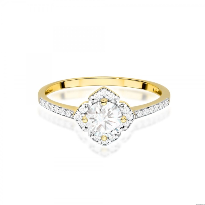 Pierścionek W0603 Białym Szafir 0,60ct żółte złoto 375