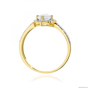 Pierścionek W0603 Białym Szafir 0,60ct żółte złoto 375