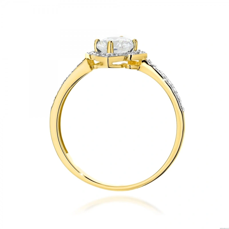 Pierścionek W0603 Białym Szafir 0,60ct żółte złoto 375