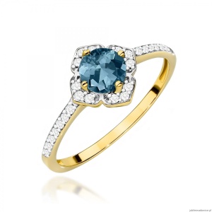 Pierścionek W0603 Topaz London Blue 0,50ct żółte złoto 375